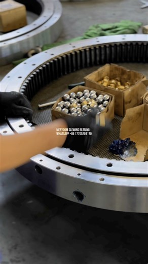 157K views · 1K reactions | Produced by MERYDOM SLEWING BEARING, the double-row ball slewing bearing is made from quenched and tempered 42CrMo forged steel, featuring brass spacers for higher temperature resistance and improved wear performance. | Merydom Slewing Bearing | Facebook