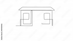 Animated self drawing of Indiatraditional house video design illustration. Asia country traditional house in simple linear style video design concept. Historical education for all students people