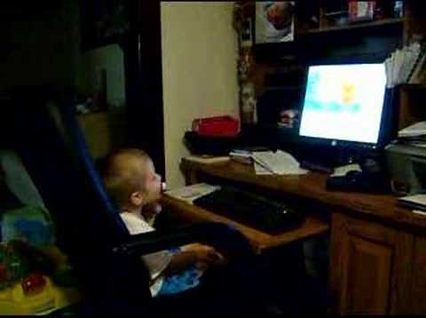Nate Playing Elmo on Computer