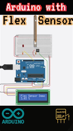 Flex Sensor - Arduino Uno Interface: Simulation #electronics #arduinoproject #arduino
