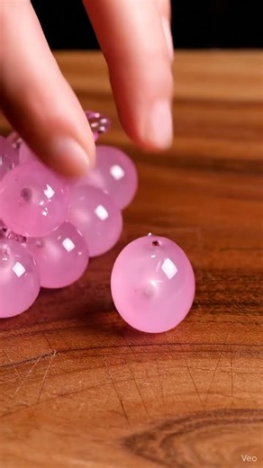 Cutting a Crystal Glass Pink Grape in Half - Oddly Satisfying ASMR