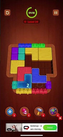 Wood Block Jam Level 24 Gameplay | Tricky Wooden Puzzle Challenge | Block Puzzle Walkthrough