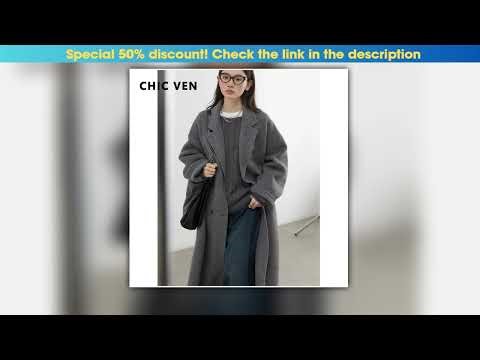 CHIC VEN Women Woolen Coat Doublebreasted Basic Loose Casual Retro New Long Doublesided Female