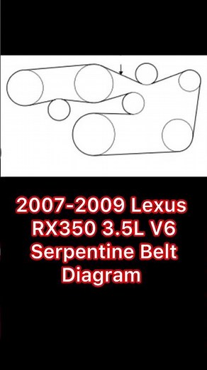 2007-2009 Lexus RX350 3.5L V6 Serpentine Belt Diagram #mechanic #diy #carparts #lexus #cartok #cars