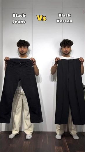🔥Black Jeans Vs Black Korean Pants 👖✨ #menswear #shorts