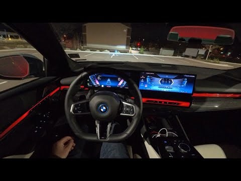 POV Night Drive - BMW i5 eDrive40 (Binaural Audio)