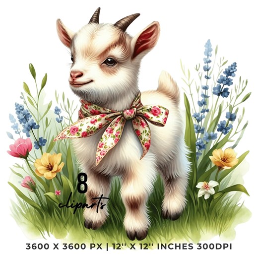 Watercolor Goat Clipart: Spring Farm Animal PNG Images (digital Download) - Etsy Canada