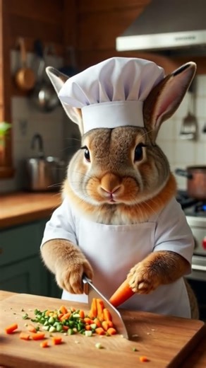 cute rabbit 🐰 cutting the vegetables 😁 #viral