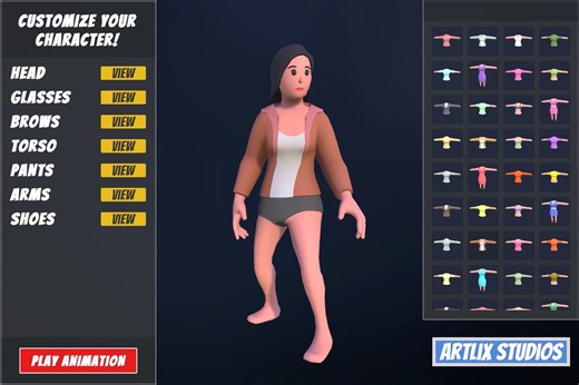 Unity角色 – 可定制的游戏角色 Customizable 3D Characters