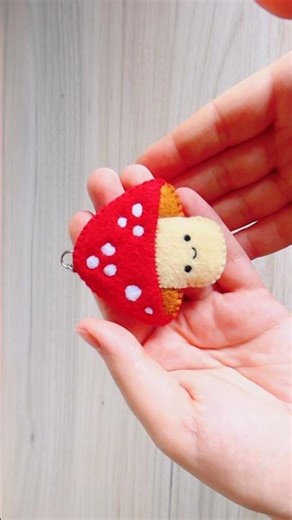 Adorable felt mushroom#kawaii #craft #diy #feltcrafts #mushroom #keychain #plush #sewing #diycrafts