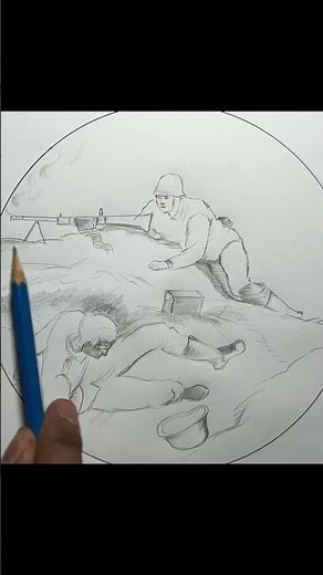 Speed sketch of battle ground soldiers/#shorts/ How to draw war scenery with pencil sketch