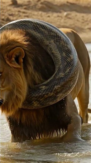 Lion vs Python in Sunlit Canal – Epic Wildlife Rescue 🦁🐍