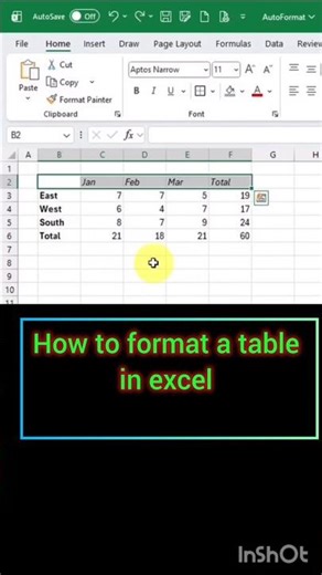 How to format a table in excel #excel #exceltips