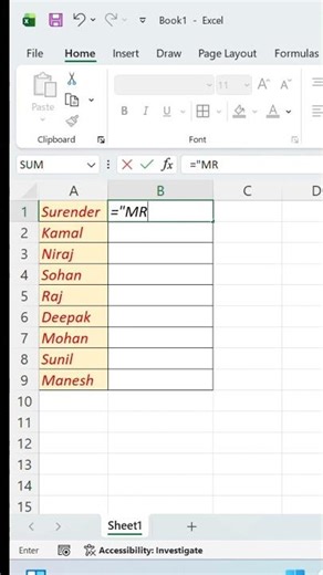 Name Ke Aage Mr. kese lagaye | #excel #ytshort #life #morning