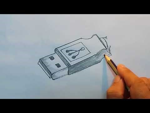how to draw usb step by step