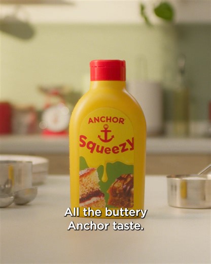 Get ready for butterier, fluffier bakes! 🎂 New Anchor Squeezy makes baking easy peasy. Just squeeze and the delicious liquid butter drops effortlessly into your batter! Mix, bake and enjoy! 😋 #AnchorButter#ButterTheFoodButterTheMood | Anchor