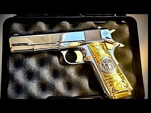 Custom Rock Island M1911 A1 High Polished Nickel Plated With Gold Accessories GI Standard FS 1911