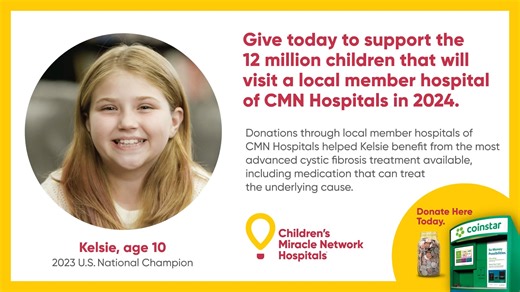 11 comments | Give today to support the 12 million children who will visit a local member hospital of Children's Miracle Network Hospitals in 2024. Donate to Children’s Miracle Network Hospitals at a Coinstar near you. Find a kiosk: https://bit.ly/3vmfGWF | Coinstar | Facebook