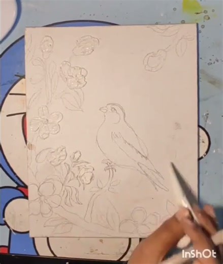 how to make wall putty art #birdpainting (part 1)...