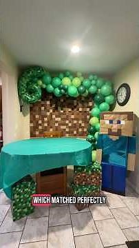 DIY Minecraft Party Themed Backdrop #minecraft #kidsparty
