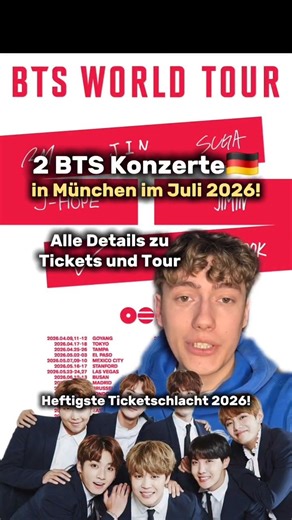 Dirki on Instagram: "BTS kommt für zwei Konzerte nach Deutschland und zwar am 11. und 12. Juli nach München!😍 Alle Details zur Tour, wie du Tickets bekommst oder was die Ticketspreise sind erfährst du bei mir. WeVerse ist sogar einfach während dem Announcement gecrashed.😵‍💫 Hättest du gedacht dass sie in München spielen? Viele hatten ja Berlin gedacht.💬 #bts #konzert #btsarmy #münchen #tour"