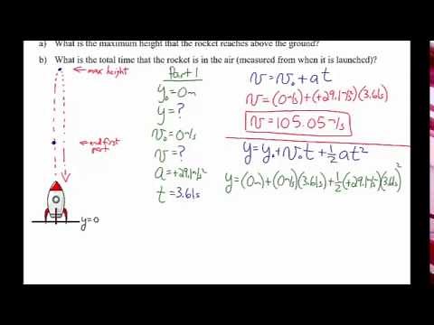 1-D Kinematics: Rocket Accelerates Upward, Runs out of Fuel, and Comes Back Down to Ground