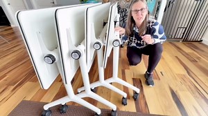 Folding Conference Tables with Wheels,Large Office Conference Room Table for 16 Person,Modern White Seminar Desk for Workstations,Schools,Meeting and Training Rooms (2PCS, 70IN)