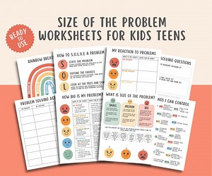 8 Size of the Problem Worksheets for Kids Teens, Problem Solving Workbook, Self Regulation, SEL Prints, ADHD Executive Functioning Skills - Etsy