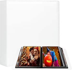 8x10 Photo Album 168 Pockets Holds 168 Photos, Large Capacity Leather Cover Family Wedding Baby Photo Book for 8 x 10 Pictures, Photo Album 8x10 with Black Inner Pages (White)