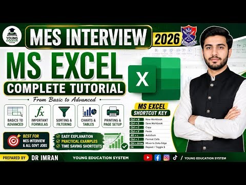 MES Interview Preparation 2026 | MS Excel Complete Tutorial + All Important Shortcut Keys