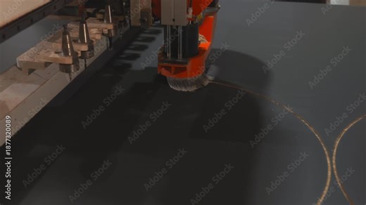 Circular Engraving Using Rotary Tool, Engraving Technique With Rotating Tool On Dark Material Top View . Media