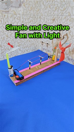 Simple and Creative Fan with Light || DC Motor Project Ideas 💡 #dcmotor #shorts #diy