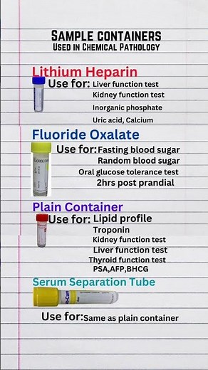 Sample Bottles In Chemical Pathology #additive #bloodcollection
