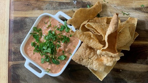 3 Ingredient #SnackAlert: salsa, cream cheese and shredded sharp cheese all melted down until combined in a saucepot — ready for your favorite dipping chips! RECIPE: https://rach.tv/3teDMMp | Rachael Ray Show
