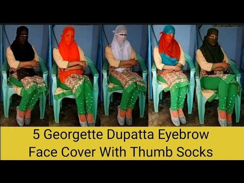 Five Georgette Dupatta Eyebrow Face Cover /With / Thumb Socks