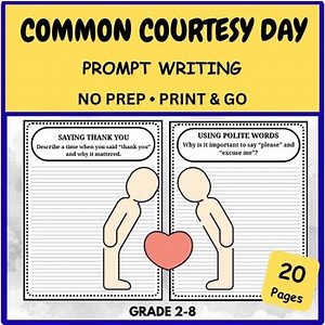 Common Courtesy Day Writing Prompts | Grades 2–8 | Kindness & Manners Activities