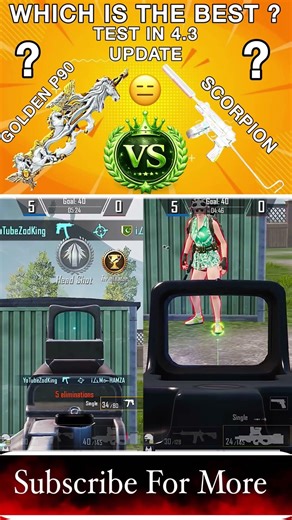 SCORPION 🦂 vs GOLDEN PEGSUS P90 | Gun Damage Test in TDM in 4.3 UPDATE ✅ | #pubg #pubgmobile #viral