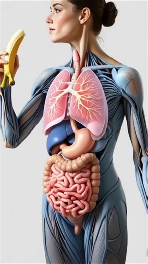 "How Your Body Digests Banana: 3D Animation!"#Shorts#YouTubeShorts#DigestiveSystem#HumanBody#biology