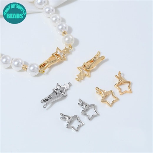 14K Gold Plated Brass Spring Star Clasp,clip Clasp for DIY Jewelry Making Supply - Etsy Australia