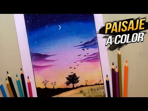 PAISAJE A COLOR CON LÁPICES DE COLORES PASO A PASO [Osvaldo Latino]