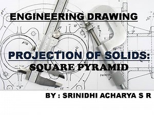 Projection of Solids : Square Pyramid : Engineering Graphics : Manual Drawing