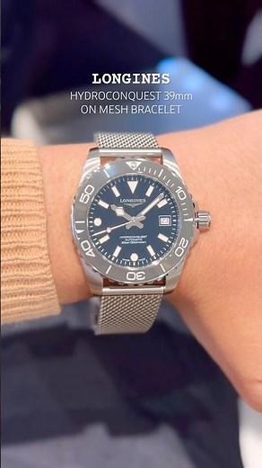 Longines Hydroconquest 39mm on mesh bracelet #longines