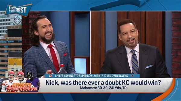 234K views · 6.2K reactions | Was there ever a doubt the Chiefs would win, Nick Wright? 藍 Nick brings out the biggest sandwich of the season 索磻, drops FOUR banner and tells us why he NEVER doubted KC: | First Things First on FS1 | Facebook