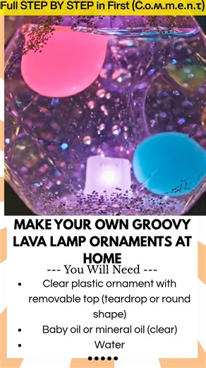 3.4K views · 16 reactions | Make Your Own Groovy Lava Lamp Ornaments at Home Looking for a colorful craft that doubles as a mini science experiment? These DIY Groovy Lava Lamp Ornaments are vibrant, hypnotic, and totally mesmerizing. With just a few household ingredients, you can create glowing swirls of color and sparkle that look just like a real lava lamp — no electricity needed! | Kira Recipes | Facebook
