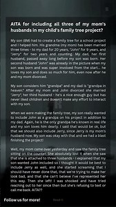 AITA for including all three of my mom's husbands in my child's family tree project