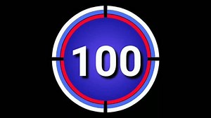 Simple cartoon countdown from 100 to 1. with a rotating circle frame againts black screen. Countdown animation video