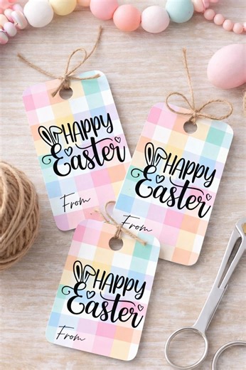 Printable Easter Gift Tags, Happy Easter Basket (instant Download) - Etsy