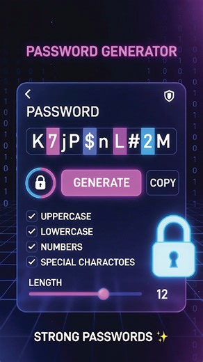 Bikash Biswas on Instagram: "Build a Secure Password Generator 🔐 (HTML CSS JS) Build a modern and secure Password Generator using HTML, CSS, and JavaScript in this short frontend project tutorial 🔐 This project is part of my 30 JavaScript Projects series, where you learn real-world JavaScript frontend skills by building practical applications. In this video, you’ll see how to generate strong random passwords using JavaScript, including uppercase, lowercase, numbers, symbols, and passphrase mod