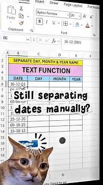 Excel TEXT Function Trick | Extract Day, Month & Year Instantly 🔥 #excel