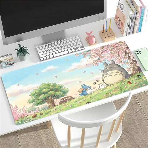 RGB Anime Mouse Pad, Kawaii Studio Ghibli Inspired Desk Mat, XXL LED Aesthetic Sakura Desk Mat, Cute Cartoon Play Mat - Etsy